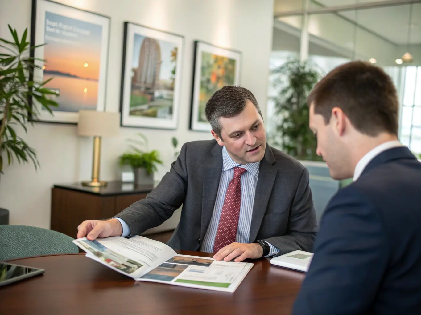 A professional meeting between a financial advisor and a client discussing wealth plans with South African currency in the background, emphasizing trust and personalized service.