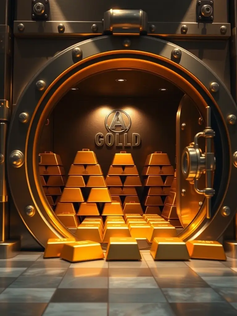 A secure vault with gold bars and South African Rand notes, symbolizing wealth preservation and secure investments.